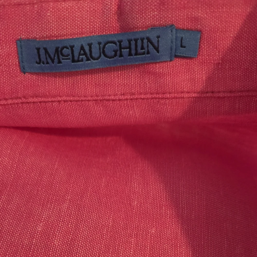 Women's J.McLaughlin Pink Britt Linen Long Sleeve Blouse, Size L - Picture 2 of 14